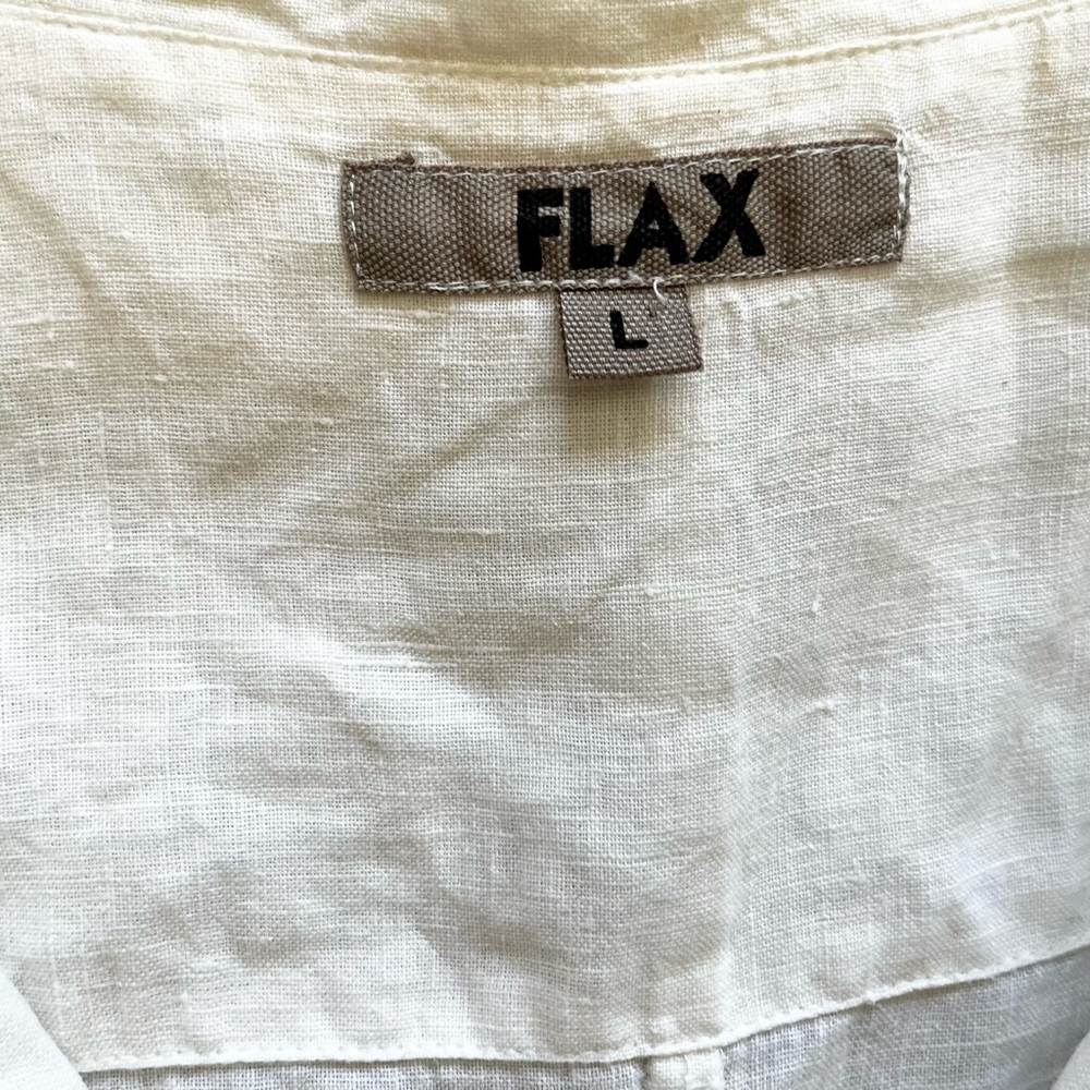 FLAX BUTTON DOWN TOP W/ POCKETS SIZE LARGE MINIMALIST MODERN CHIC SOPHISTICATED - Picture 4 of 9